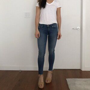 Hudson skinny jeans w/raw hem, 24